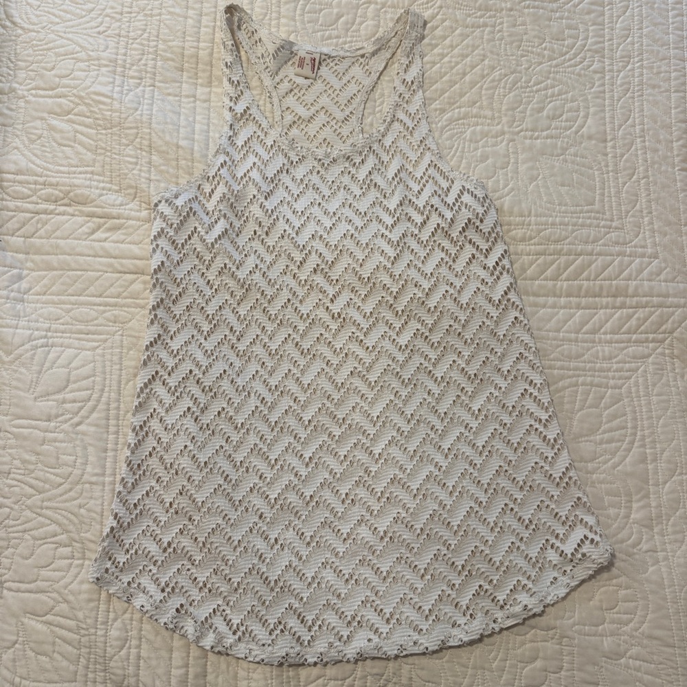 Arizona Jean Company White Crochet Swim Coverup